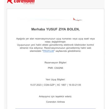 Corendon Uçuştan Önce 4 Defa İniş Biniş Saatlerini Değiştirdi.