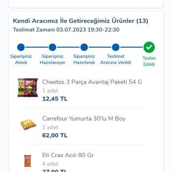 Carrefour SA Eksik Ürün Teslimi