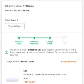 Trendyol Mağazası Ürünümü Göndermiyor.