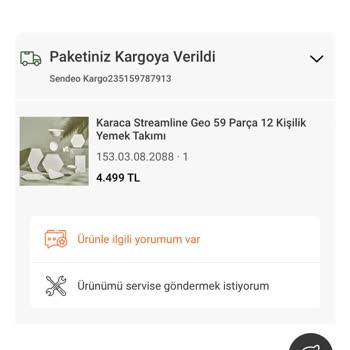 Karaca Züccaciye Siparişim Elime Ulaşmadı Ve Hala Dönüş Yapılmadı 5 Ay Oldu