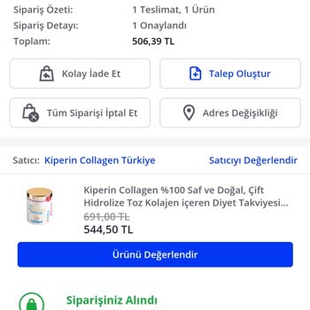 Kiperin Collagen Pazarama Kargolama Yapmıyor