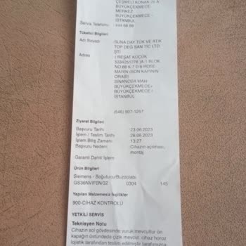 Siemens Ev Aletleri Ayıplı Ürün Hk.