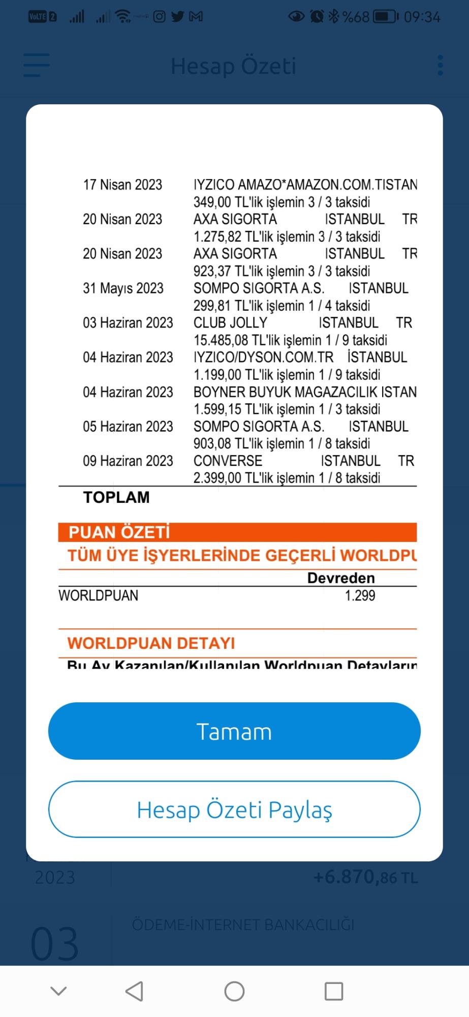 Yapı Kredi World Puan Kampanya Mağduru. (Jolly Tur 925 Worldpuan Kamp