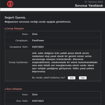 N11 Parspower, Ayıplı Malı İade Almıyor!