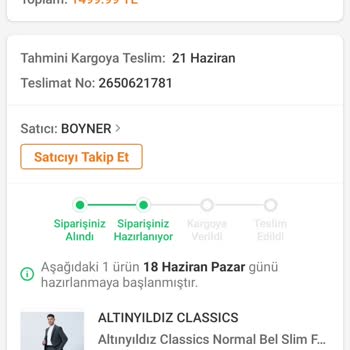 Trendyol Boyner Grup Takım Elbise Siparişinin Yollanmaması