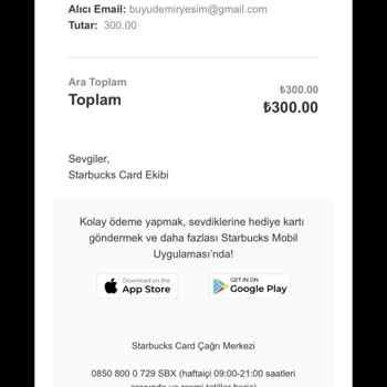 Starbucks Hediye Kartı İçin Kesilen Parayı İade Etmiyor!