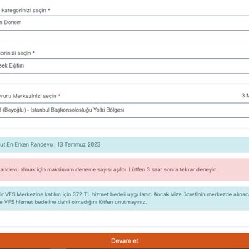 VFS Global Erasmus Vize Randevusu Site Hata Veriyor
