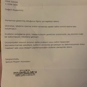 İpekyol Tüylenme Problemi /red Cevabı