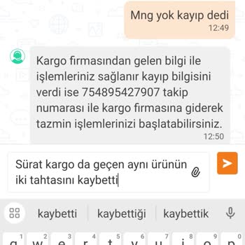MNG Kargo Koltuğumun Kaybolması Nedeniyle Zararımın Karşılanmasını Talep Ediyorum