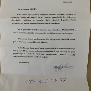 Altınyıldız Classics Mağazası Ürün Sorunu