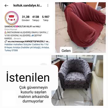 Koltuk. Sandalye. Kiliflarim (Instagram) Yanlış Ürün Gönderip İade Almama