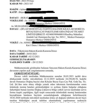 Kılıçlar Home (Osmaniye) Kılıçlar Home İflas Ettiği Halde Faaliyette