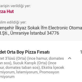 Pizza Hut Yanlış Pizza 1 Saat Geçmesine Rağmen Gelmedi