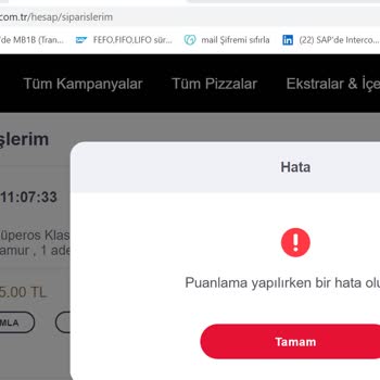 Domino's Web Sitesi Hatalı Çalışıyor, Mağduriyet Yaşadım
