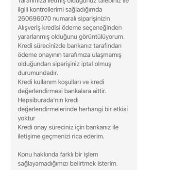 Hepsiburada Alışveriş Kredisini Hiçbir Gerekçe Olmadan İptal Etti