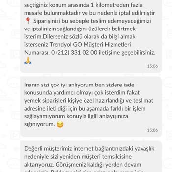 Trendyol Yemek Yemeğimi Getirmedi, Para İadesi Vermiyor