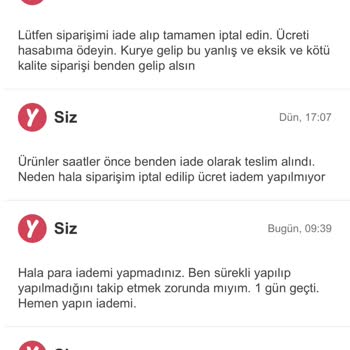 Yemeksepeti Mahalle Yemeksepeti İptal Ücretini İade Etmiyor