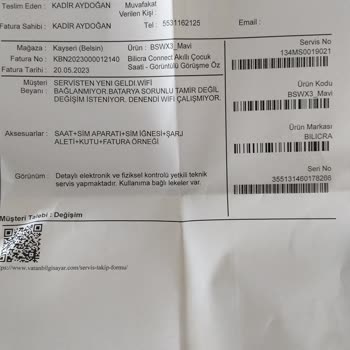 Vatan Bilgisayar'dan Alınan Bilicra Marka Saat Bozuk Çıktı