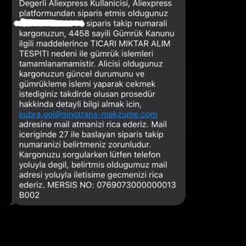 Sinotrans Makzume Lojistik Aliexpress'ten Alışveriş Yaparken Yaşadığım Gümrük Sorunu