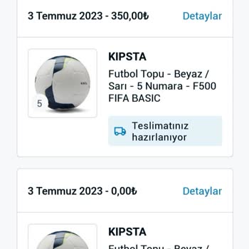 Decathlon Kipsta F 500 Topu İptal Edilen Sipariş Olarak Gözükmesi