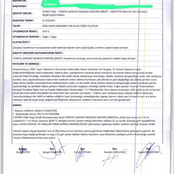 Garanti BBVA Kart Ücreti İadesi CİMER Kararına Rağmen Yatırılmadı