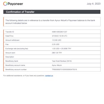 Payoneer Para Çekme Yapı Kredi Banka Hesabıma Gelmedi