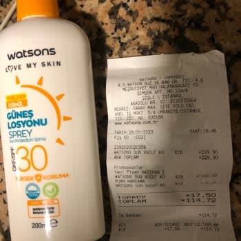 Watsons Kalitesiz Ürün İade Veremiyorlar! Spf30 Koruma Spreyi!