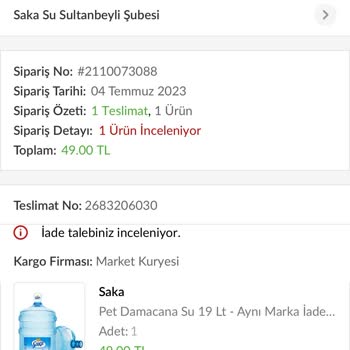 Trendyol Su Siparişi Mağduriyet