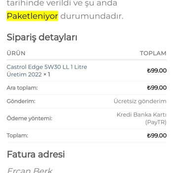 Madeniyagmarket.com Siparişimin Kargoya Verilmemesi.