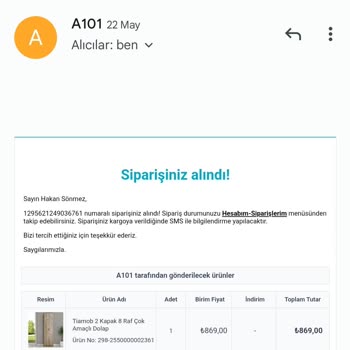 A101 Tiamob 2 Kapaklı 8 Raflı Dolap Gönderilmiyor