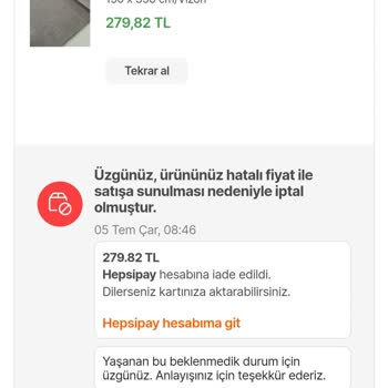 Hepsiburada Online Alışveriş Sitesi Sipariş İptali