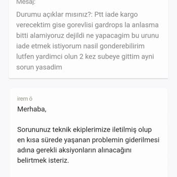 Gardrops PTT İade Almıyor Anlaşma Bitti Deniliyor
