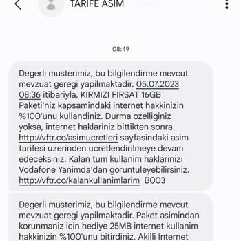 Vodafone Bilgim Ve İsteğim Olmadan Tanımlanan Fahiş Fiyatlı Ek Paket