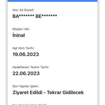 İninal AGT Teslimat Yapılamıyor
