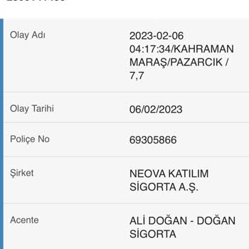 Neova Sigorta DASK Hasar Ödemesini Yapmıyor.!