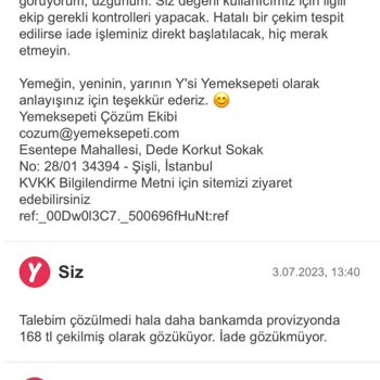 Yemeksepeti Online Ödeme Hatası