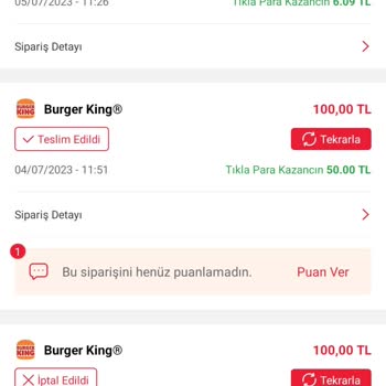 Popeyes Teslim Edilmeyen Ürün Ve Tıkla Gelsin Yanan Promosyonum