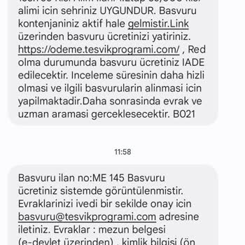 Teşvik Programı Alım Var Diye Yaptığımız Başvurular