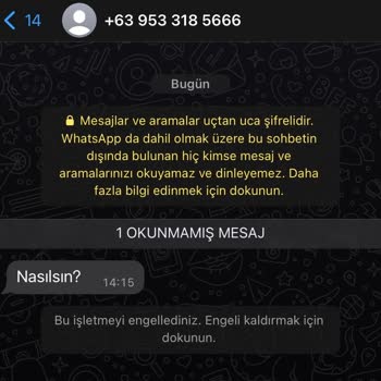 WhatsApp Yabancı Numara Mesajı