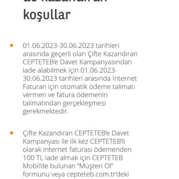 Çifte Kazandıran CepteTeb Davet Kampanyası 100 TL İade