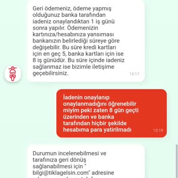 Tıkla Gelsin Para İadesi Yapılmaması
