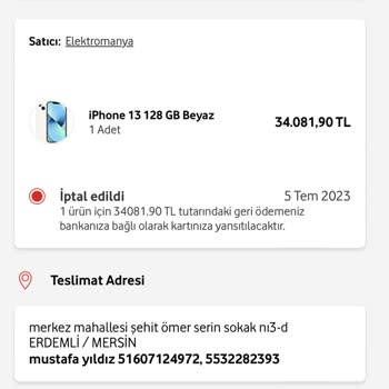 Elektromanya.com İptal Edilen Cep Telefonu