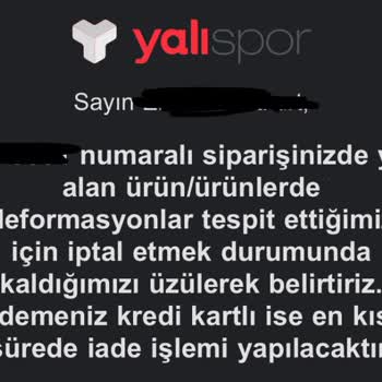 Yalı Spor Deforme Gerekçesi İndirimli Ayakkabı Siparişimi İptal Etti