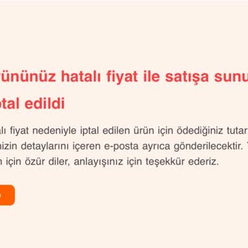 Hepsiburada Hatalı Fiyat Nedeniyle Satın Aldığım Ürün İptal Edilmiş