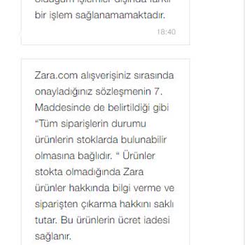 Zara.com Online Alışverişte Stok Olmadığından Kaynaklı Yaşanan Problem