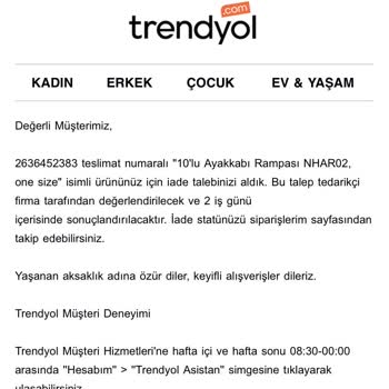 Trendyol İade İşlemini Sonuçlandırmıyor.