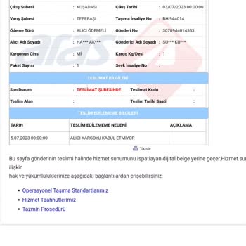 Aras Kargo Alici Kargoyu Kabul Etmedi Yalanı