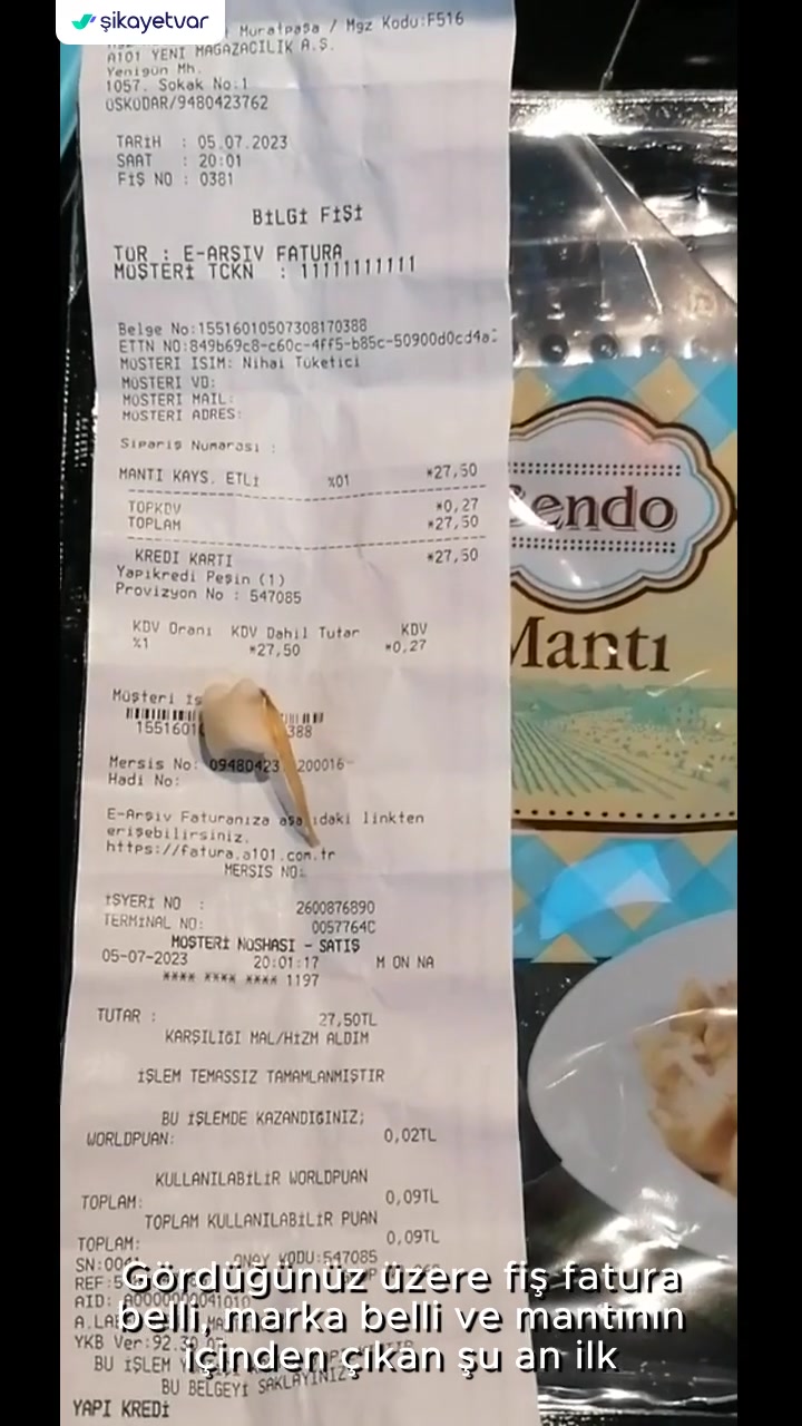 A101 Bendo Mantı Ve İçine Karışmış İp, Saman Benzeri Cisim videonun kapak resmi