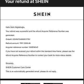 Shein Sipariş İptali Param Yatmadı