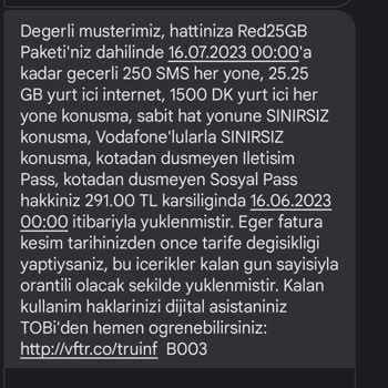Vodafone Tarife Sorununa Çözüm